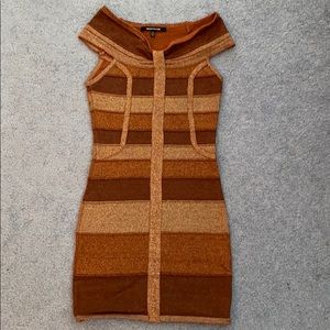 Copper tones bandage dress, size S